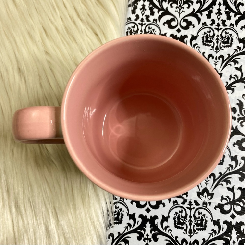 10 strawberry street : pink white and orange cat kitty print coffee tea mug cup - Picture 6 of 8